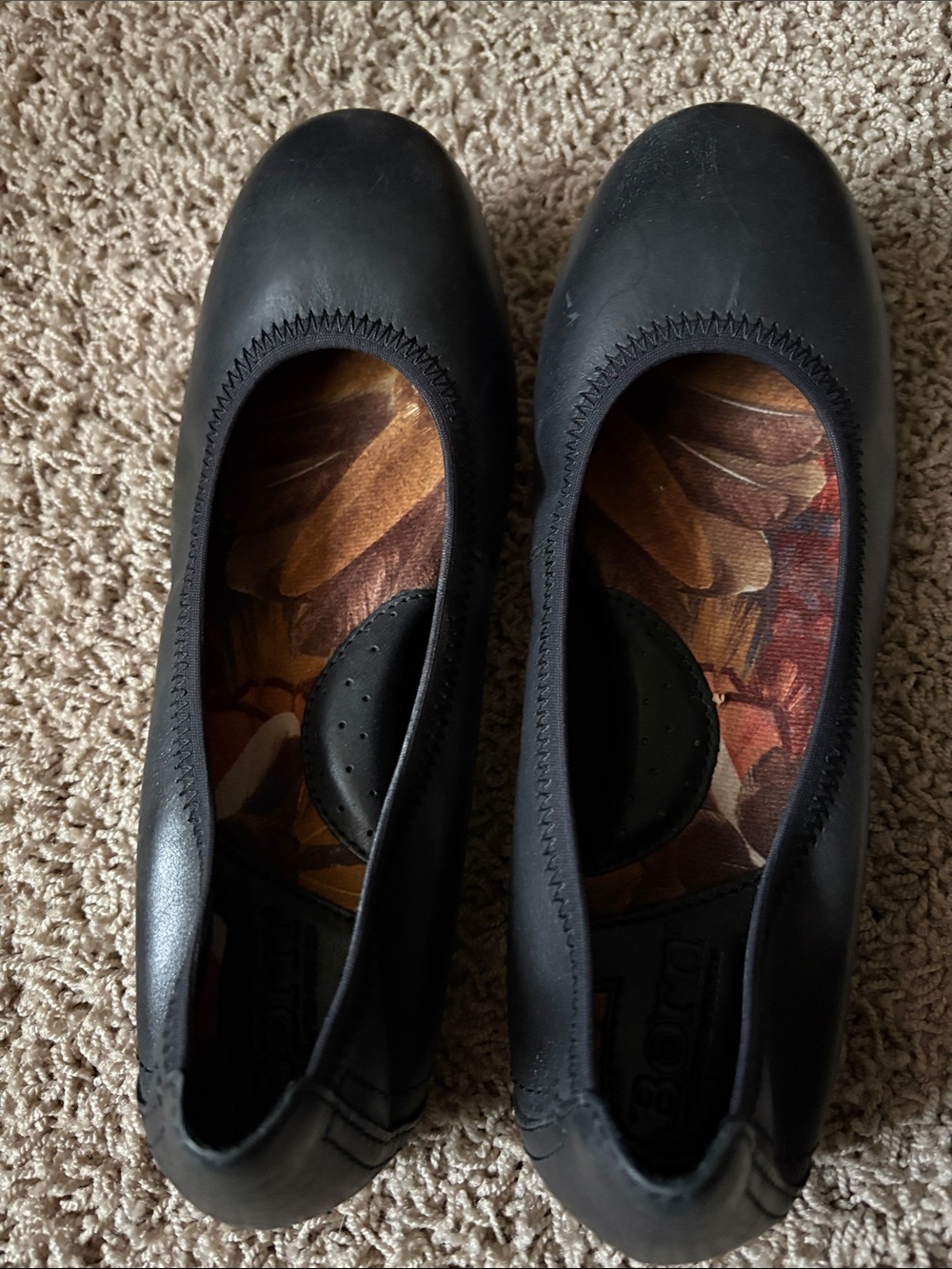 Born Black Round-Toe Slip-On Ballet Flats